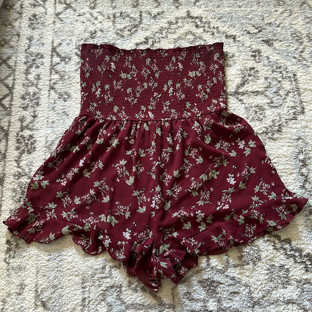 Burgundy floral romper